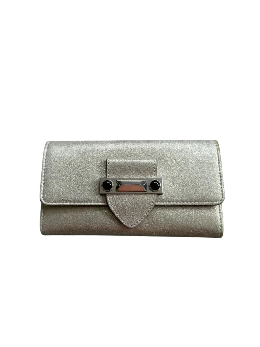 VINCE CAMUTO Silver Metallic Clutch Snap Wallet
